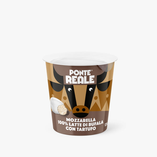 Buffalo Mozzarella with Truffles 125 gram cup – 12 pcs x case – 1.5 kg box